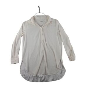 Amina Rubinacci Silk Blouse Women's‎ 46 Ivory Long Sleeve Made in Italy
